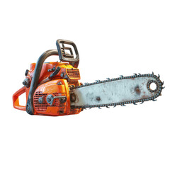 Naklejka premium Orange chainsaw isolated on transparent background