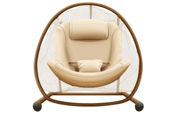 Baby bouncer designed for comfort and relaxation, featuring a mesh backrest and sturdy wooden supports, ideal for infants and toddlers in modern living spaces