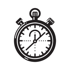 Stopwatch Efficiency Symbol Black and White Vector