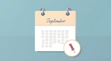 Planning Calendar Showing September Month with Pin