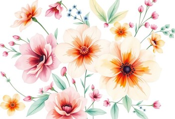Delicate watercolor floral illustration, perfect for various design applications, wallpaper, greeting card