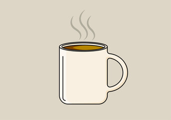 Taza de café caliente en fondo gris