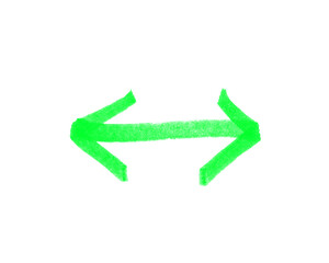 Pfeil nach rechts und links gemalt mit gr&uuml;nem Stift