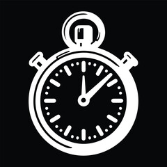 Stopwatch Efficiency Symbol Black and White Vector