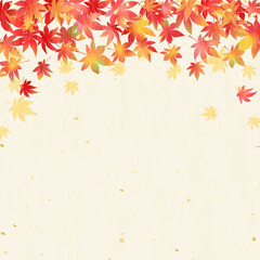 グラデーションが美しい紅葉と和紙風 の背景イラスト