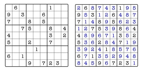 Sudoku Game Board and Answer Key