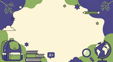 Abstract back to school illustration with various educational elements