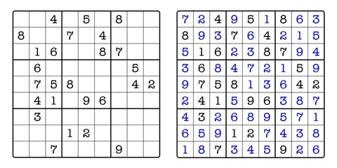Sudoku Game Board and Answer Key
