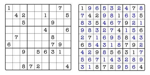 Sudoku Game Board and Answer Key