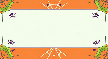 Playful halloween frame design with spiders and webs for festive greetings