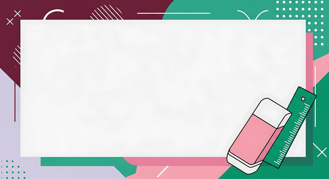 Creative back to school colorful background with geometric shapes frame - Powered by Adobe