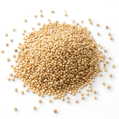 Quinoa grains isolated on white background, featuring tiny, round seeds known for being gluten-free,