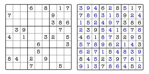 Sudoku Game Board and Answer Key