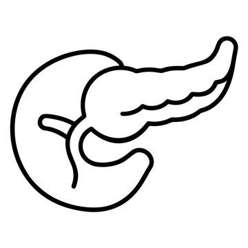 Minimal vector icon of a pancreas icon line airt vactor outline Illustrations on white background.