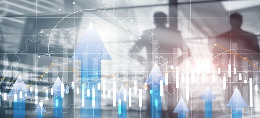 Stock market forex trading graph and candlestick chart suitable for financial investment concept
