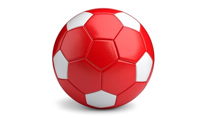 Fototapeta premium Vibrant red and white soccer ball floating in a void, embodying sport and competition spirit