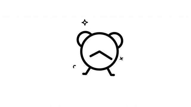 Animation a black and white vector alarm clock ticking designed for simple animation loops.