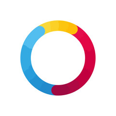 Fototapeta premium Colorful circular diagram with segments of blue, yellow, and red