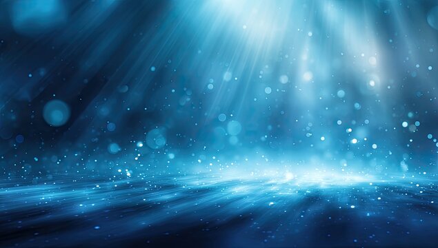 Blue, glowing stage with light rays