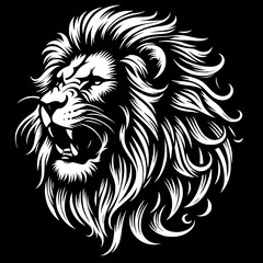 Obraz premium Black and White Vector Silhouette of Lion Head