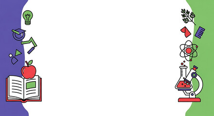 Creative education background illustration with science elements and symbols