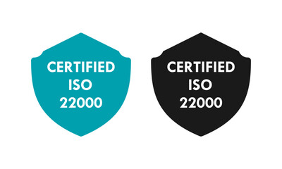 ISO 22000 Certified emblem, a symbol of anti-bribery management systems. Ideal for professional business, financial, and legal firms. Clean, modern vector logo.