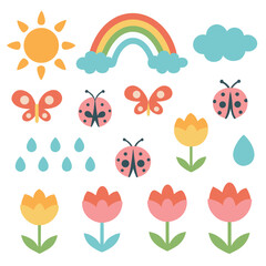 Cute Summer Weather and Garden Elements Collection