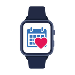 Obraz premium Smartwatch with Calendar and Heart Icon for Health Tracking