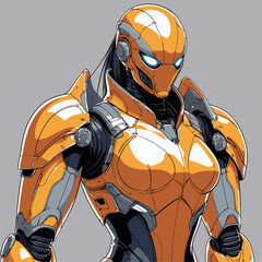 anime style future soldier robot vector