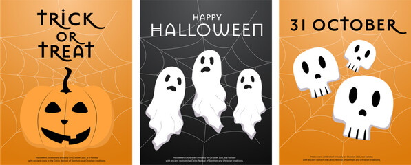 Happy Halloween party, Orange and violet, vector illustration design template, Trick or Treat	
