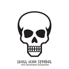 Skull Icon Symbol Vector Illustration in Black and White