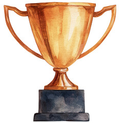 Golden trophy with black base on transparent background, symbolizing achievement