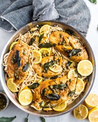 Delicious Lemon Herb Chicken with Spaghetti
