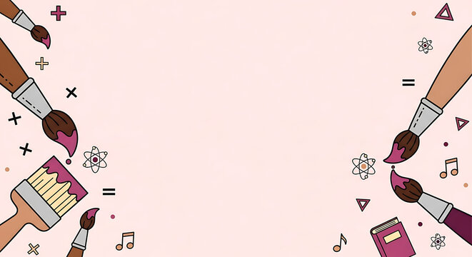 Playful back to school illustration featuring art supplies and education