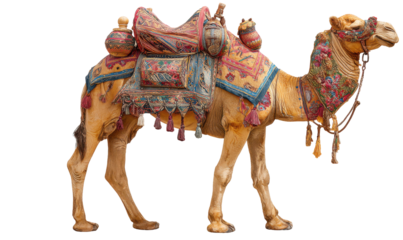 Camel with ornate saddle