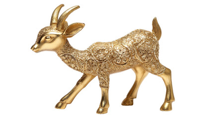 Gold decorative figurine of a young goat. Ornate design