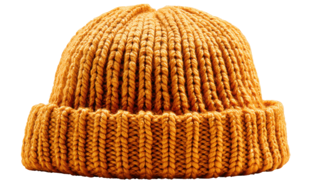 Mustard-colored knitted beanie