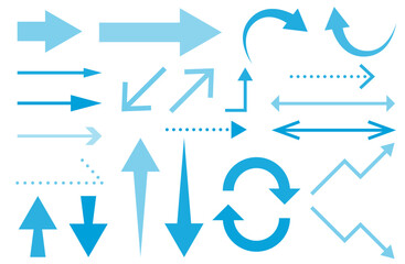 青色矢印セット（バリエーション豊富な矢印アイコン）