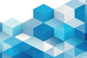 Obraz premium Blue and white background with isometric cubes in flat design style, vector illustration, simple shapes, minimalistic, white space at top