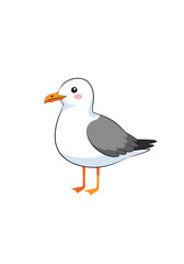 Obraz premium Adorable cartoon seagull bird standing proudly on the beach coastal avian wildlife illustration