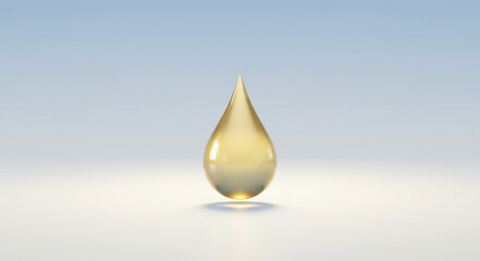 Fototapeta premium Liquid droplet on smooth surface with soft light background 