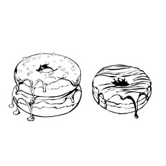 hand drawn donut with topping line art vector illustration