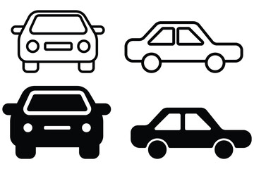 Car vector line icon set. Simple outline and fill style  cars sign symbol. vector flat icons on white background.  vector illustrations.