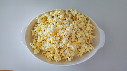 Bowl of Fresh Popcorn on Table