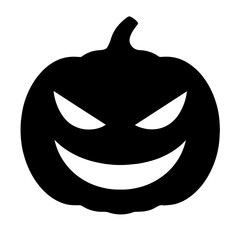 Black and white vector silhouette of a Halloween pumpkin on white background