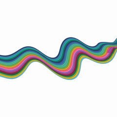 Colorful Wavy Stripes Abstract Design on White Background