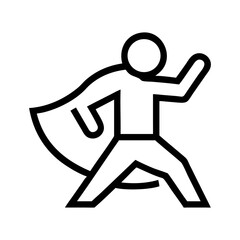 Fototapeta premium Superhero in flight silhouette with flowing cape symbolizing courage, strength, and heroic determination