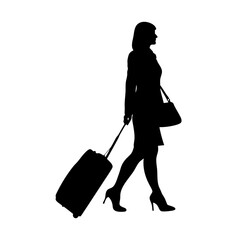 Confident woman silhouette in short dress and knee-high boots posing with hands on hips, fashion empowerment stance