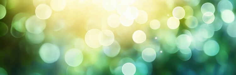 Blurred natural bokeh background with vibrant green and yellow lights, creating a dreamy, peaceful and refreshing atmosphere ideal for eco, wellness, relaxation or abstract nature design concepts.

