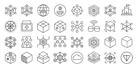 Abstract Geometric Icons Representing Technology and Connectivity network connection
